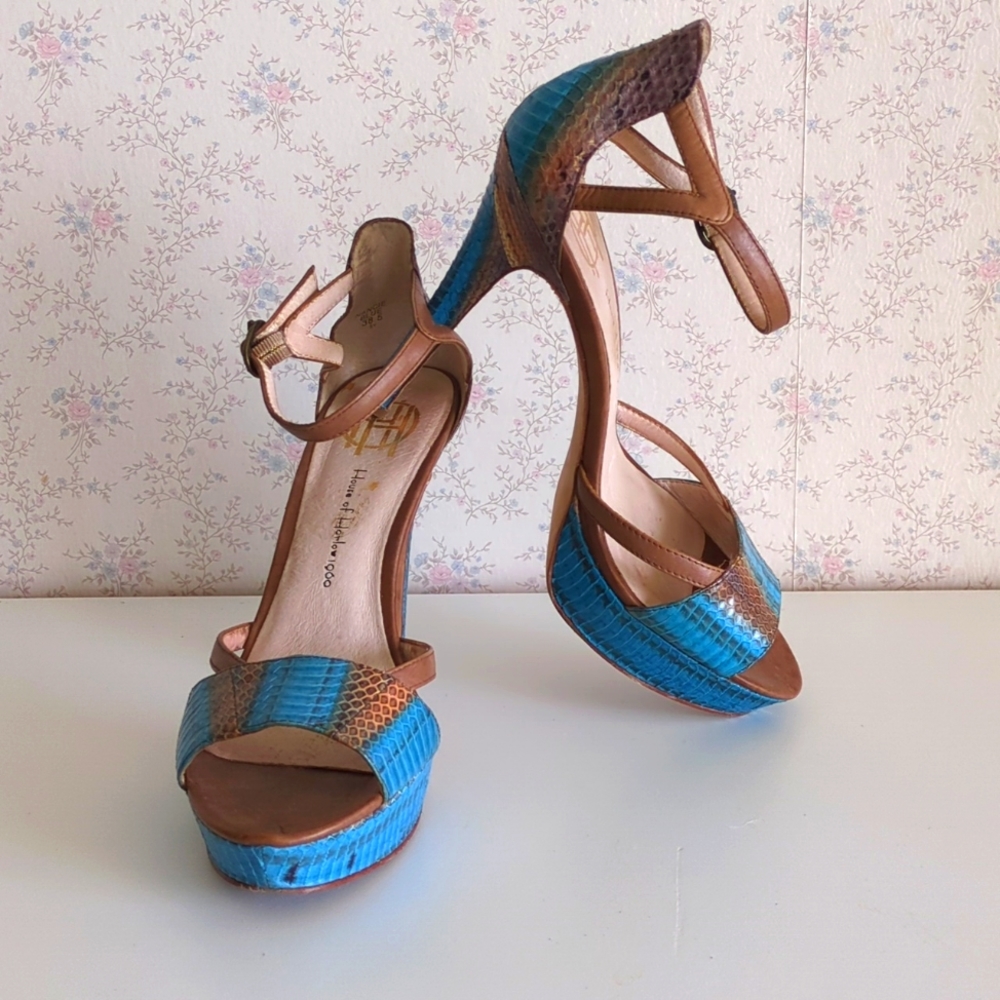 House of Harlow Nancie Blue Sandal Size 8 .5/38.5 - Picture 1 of 5